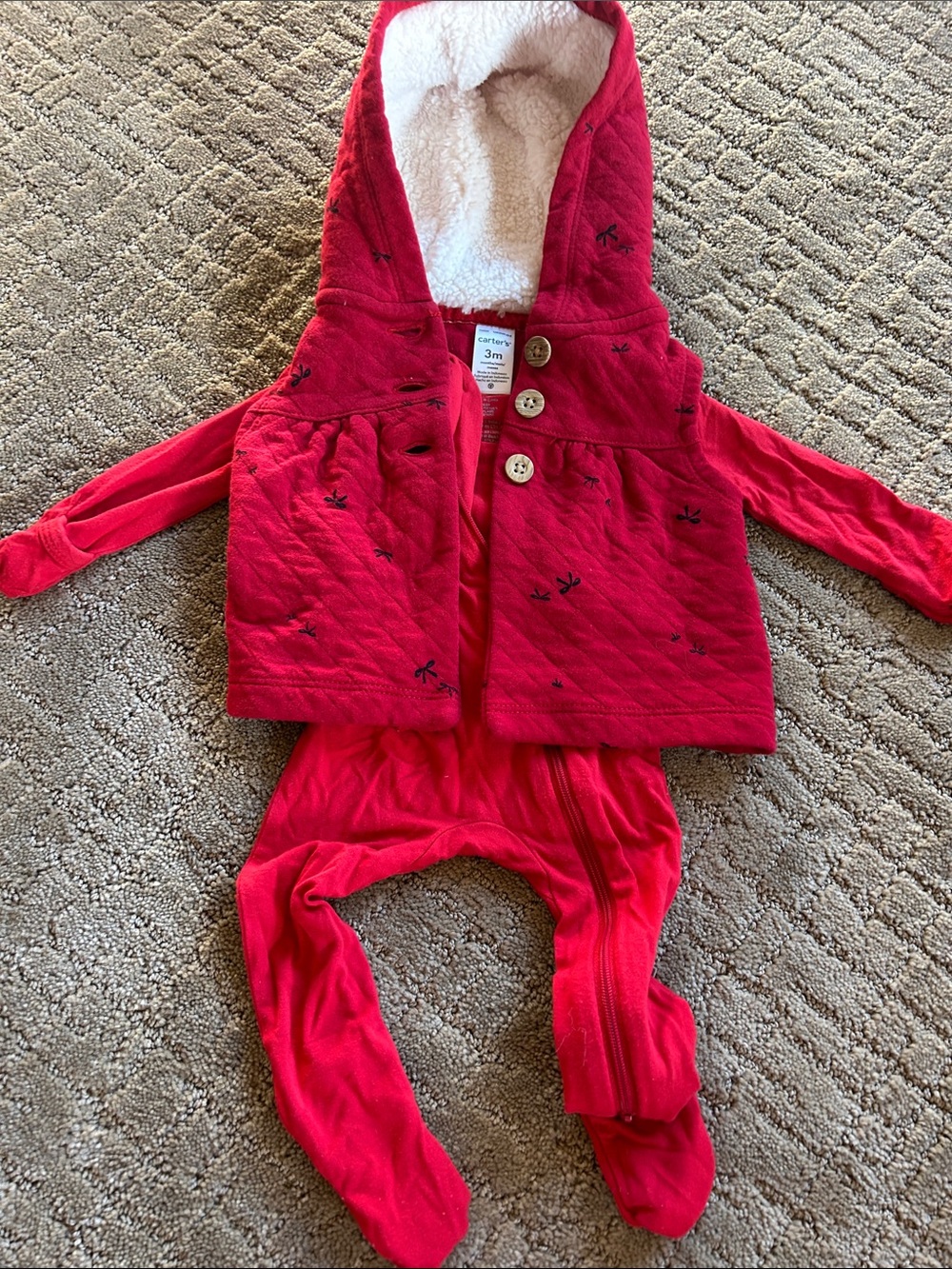 Carter's Bright Red Zippered Footed One-Piece